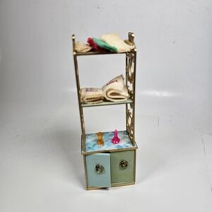 Vintage Ideal Dollhouse Bathroom Cabinet Unique Towel and Accessories Storage